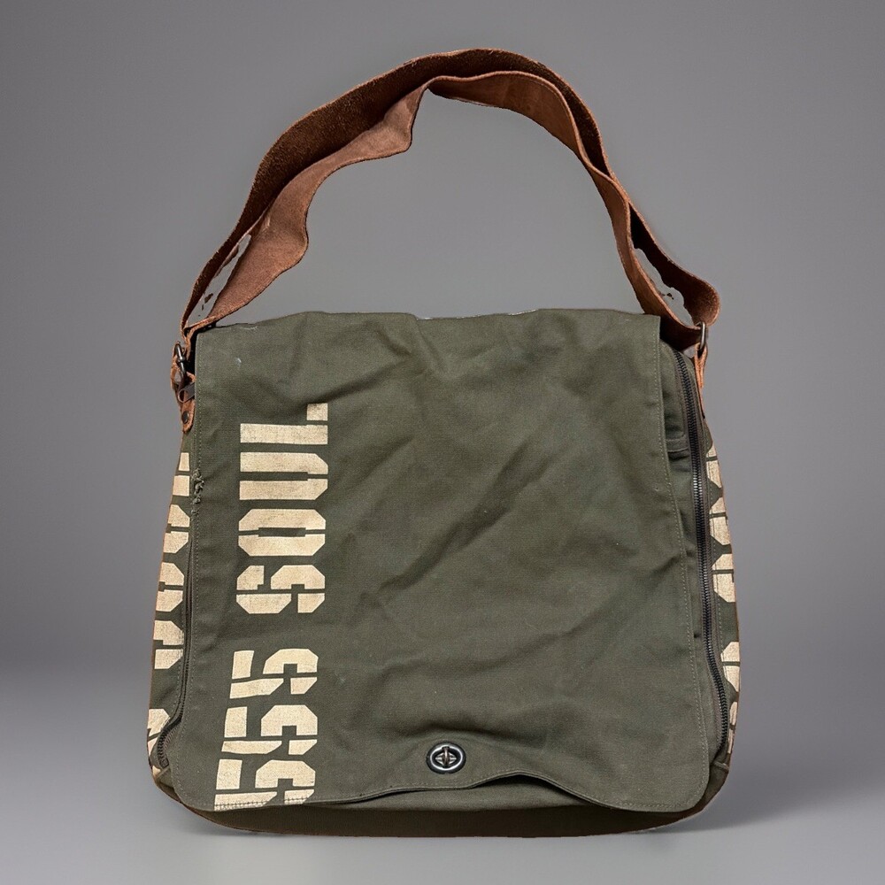 Vintage Triple Five Soul 555 NYC Backpack Messenger Dj Record Bag Fat Beats Y2k